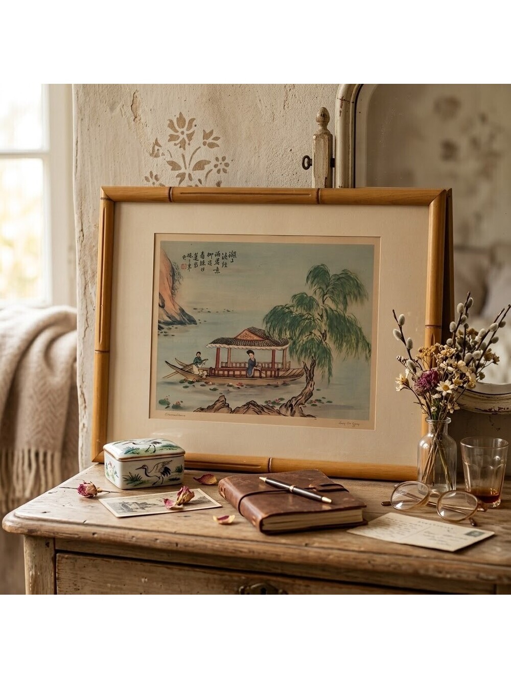 Ling-Fu Yang "Summer" 1950's bamboo style frame